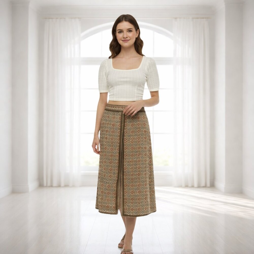 2 for $20 Intriguing Threads Vintage-Inspired Geometric Skirt Sz 6 Lined Boho